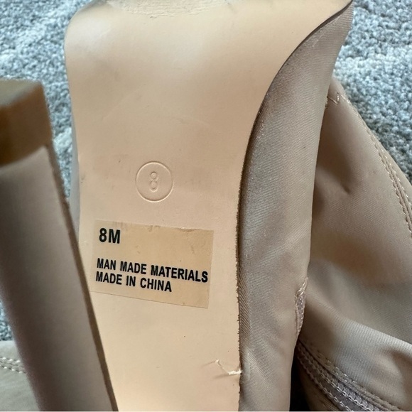 Fashion Nova Nude Stretch Calf High Heel Boots - Picture 7 of 7